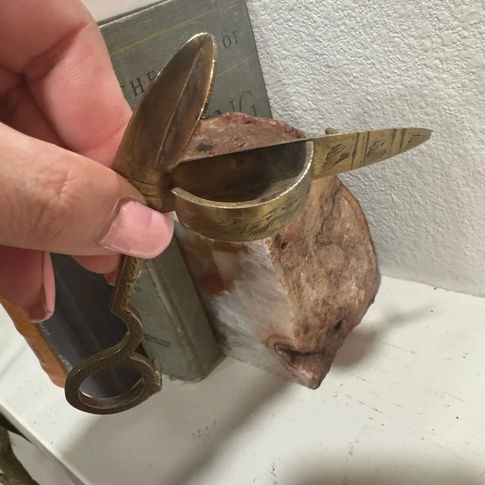 Vintage‎ Antique brass Decorative wick Scissors candle snuffer